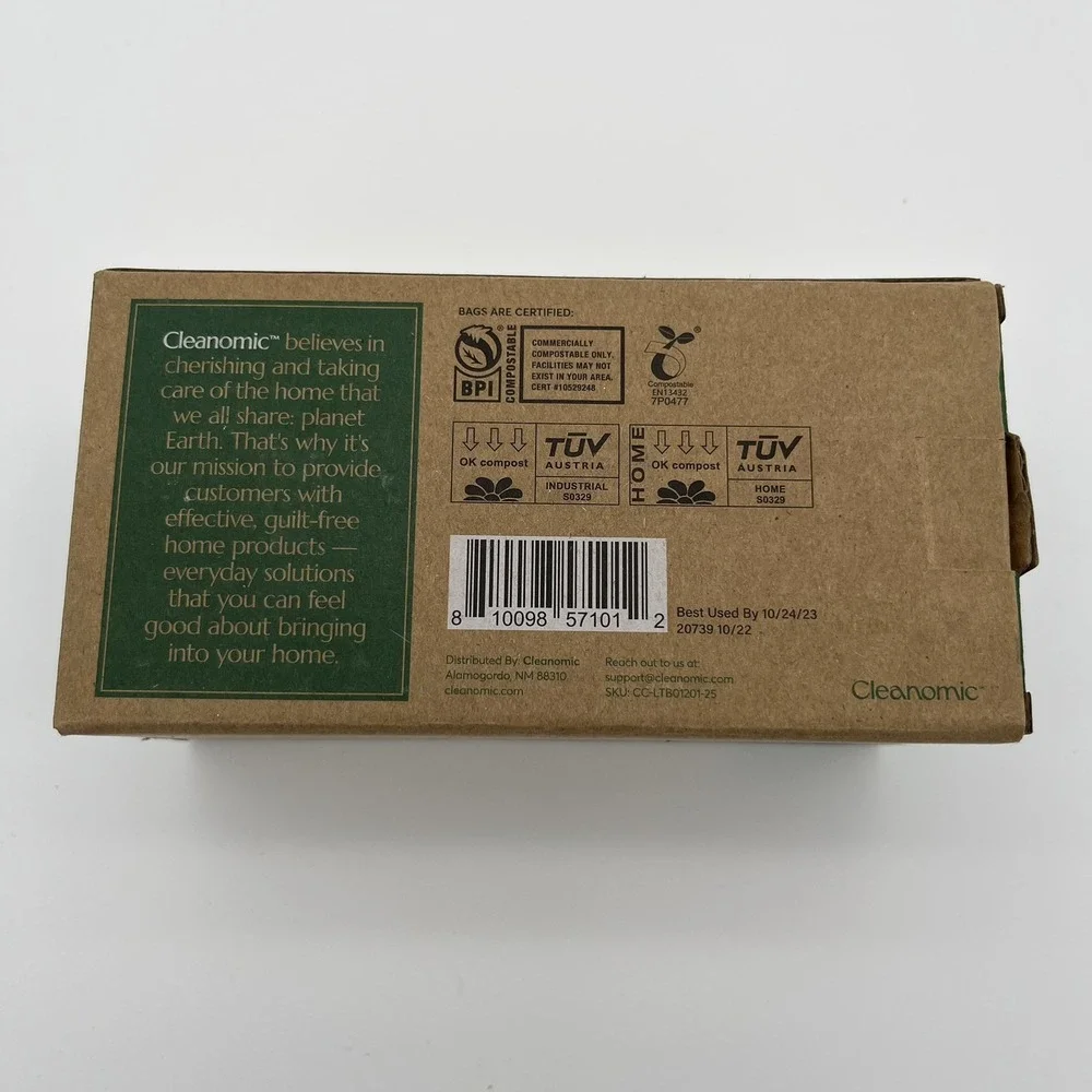 Cleanomic Compostable* Trash Bags (13 Gallon, 25 Units, Tall), B Extra Strength